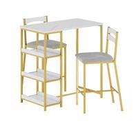 GarveeHome Set de Comedor Moderno con Mesa y 2 sillas - 3 estantes de Almacenamiento - Ideal para Espacios pequeños, Cocina o apartamento - Mesa Robusta