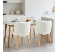 GarveeHome Silla de Acento Moderna con Respaldo de corazón - Tapizado bouclé Peluche Velvet - Patas de Madera robustas - Ideal para salón, Dormitorio u Oficina - Color: Peluche Velvet | White