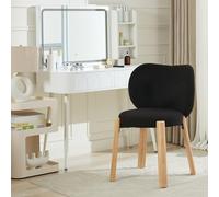 GarveeHome Silla de Comedor y tocador Moderna con Respaldo en Forma de corazón - Tapizado Peluche Velvet - Patas de Madera Resistentes - Fácil de Montar - Color: Peluche Velvet | Black