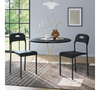 GarveeHome Sillas de Comedor Modernas apilables - Juego de 2, ergonómicas de plástico, Patas metálicas - Resistentes al Agua y Manchas - Fácil de Montar - Color Negro, Paquete de Dos