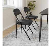 GarveeHome Sillas Plegables con cojín Acolchado y Respaldo - Estructura metálica Resistente, portátiles y apilables - para Comedor, Oficina, Soporta hasta 160 kg - Pack de 4, Negro