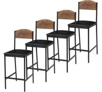 GarveeHome Taburetes Altos de Barra con Asiento Ancho y cómodo, tapizado en Piel sintética Gris, con Respaldo y reposapiés - Diseño Moderno - Altura 64 cm - para Cocina, Gris - Pack de 4 sillas