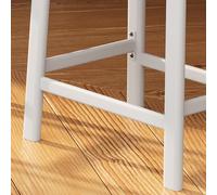 GarveeHome Taburetes de Barra sin Respaldo, Set de 4 - Asiento Tipo Montura Acolchado en Piel sintética, Blanco + cojín Blanco, 24 Pulgadas - 4 Piezas