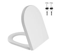 GarveeHome Tapa WC Universal Forma D, Duroplast UF Antibacteriano, Cierre Suave Silencioso, Liberación Rápida, Bisagras Ajustables Acero Inoxidable, Soporta 150KG, Asiento de Inodoro Hogar y Comercial