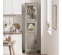 GarveeLife Armario Alto Almacenaje Madera Vintage Puerta Cristal 170CM