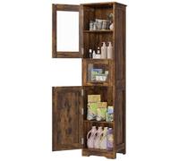 GarveeLife Armario Alto de baño 170 cm - 2 Puertas - Estantes Ajustables y 5 Compartimentos - Independiente - Diseño clásico - Color clásico - Deportiva única