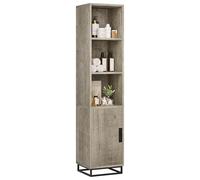 GarveeLife Armario Alto y Estrecho para baño o Entrada - Mueble Independiente con Puerta, Estante Ajustable y Espacio Abierto Espacios pequeños - Color Datong 40084 Gris
