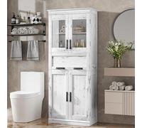 GarveeLife Armario Vintage PB 170cm Doble Fila Blanco Antiguo 61x30x170cm