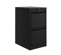 GarveeLife Cajonera Oficina Acero Negro 2 Cajones Archivador Metal | Mueble escritorio bandeja documentos ordenador armario organización cerradura segura con Llave