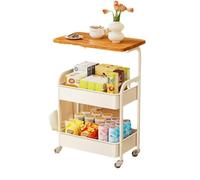 GarveeLife Carrito con Ruedas con 3 Niveles, Carrito de Libros, Carrito de Servir, Carrito de Cocina, estantería con Ruedas, para Cocina, salón, casa, Oficina, 43 x 29,5 x 77 cm