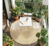 GarveeLife Conjunto bistró Plegable de 3 Piezas para Exterior - Mesa Cuadrada y 2 sillas de Metal - Ahorra Espacio y fácil de Guardar - para jardín, balcón o Patio - Blanco