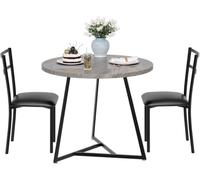 GarveeLife Conjunto Mesa Redonda Comedor Madera Gris