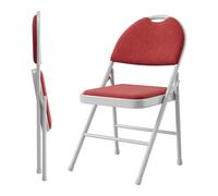GarveeLife - Juego de 2 sillas Plegables para el Comedor portátil, Silla Plegable de Interior, con cojín de Lino y Marco de Acero, 47 x 50 x 88 cm, Color Rojo