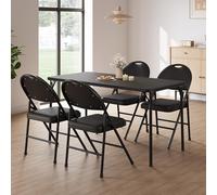 GarveeLife Juego de 4 Sillas Plegables Cómodas, Sillas de Comedor Estructura de Metal con Acolchadas y Respaldo Alto Apilables para Cocina, Hogar y Fiestas,Negro