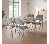 GarveeLife Juego de 4 Sillas Plegables Cómodas, Sillas de Comedor Estructura de Metal con Acolchadas y Respaldo Alto Apilables para Cocina, Hogar y Fiestas,Gris