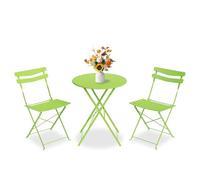 GarveeLife Juego de Bistró 3 Piezas Plegable Mesa y 2 Sillas Metal Verde Hierba Sin Montaje