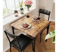 GarveeLife Juego de Comedor rústico para 2 Personas - Mesa Cuadrada y 2 sillas tapizadas - Estructura metálica y Madera Cocina, apartamento o Estudio - Clásico Color
