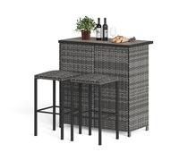 GarveeLife Juego de mesa de bar con taburetes de bar, mesa de bar de 3 piezas, mesa de comedor con 2 taburetes, taburete de bar con marco de metal, juego de comedor para 2 personas, mesa de desayuno
