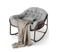 GarveeLife Mecedora para patio al aire libre, gran tamaño, para interior, con cojín acolchado, para salón, porche, jardín, terraza, patio trasero