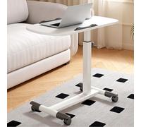 GarveeLife Mesa de Ordenador portátil con Ruedas de Altura Ajustable, Mesa Plegable para Ordenador para Cama y sofá, Mesa de Mesa inclinable, Escritorio portátil para Oficina y hogar, Color Blanco
