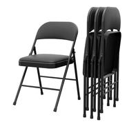 GarveeLife Pack 4 Sillas Plegables Tapizadas Negro Bastidor Metálico