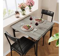 GarveeLife Set de Comedor para Espacios pequeños - Mesa Cuadrada y 2 sillas tapizadas - Diseño rústico Gris Cemento - Estructura Resistente Ideal para Cocina y apartamento - Cement Ash