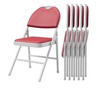 GarveeLife Silla Plegable Alta PU Metal, Acolchada, Rojo, Pack 6