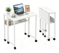 GarveeMore Escritorio Plegable 63x50x75 cm para Ordenador - Mesa Portátil De Aglomerado y Metal, Diseño Compacto y Ahorro De Espacio para Oficina