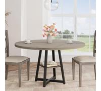 GarveeMore Mesa de Comedor Redonda de Estilo Moderno con Estante Inferior, Estructura Resistente, para Cocina y Comedor, Color Gris, 120x75cm Solo Mesa