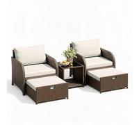 GarveeTech Conjunto De Sofá De Jardín De Ratán PE para Exterior, Beige
