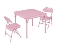 GarveeTech Mesa Infantil Plegable con 2 Sillas Acolchadas Rosa