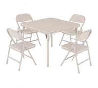 GarveeTech Mesa Infantil Plegable con 4 Sillas Acolchadas Beige