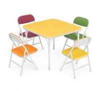 GarveeTech Mesa Infantil Plegable con 4 Sillas Acolchadas Multicolor