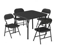 GarveeTech Mesa Infantil Plegable con 4 Sillas Acolchadas Negro
