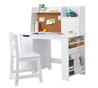 GarveeTech Niños Escritorio De Madera, Escritorio para Niños con Silla | Con accesorio (sombrero) y armario de almacenamiento, mesa de aprendizaje/ordenador para escribir y pintar para habitación