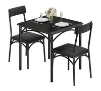 GarveeTech Set de Comedor Moderno para 2 Personas - Mesa Cuadrada y 2 sillas tapizadas - Diseño Robusto y Elegante para cocinas o Apartamentos pequeños - Fácil Montaje y Limpieza - Color Black