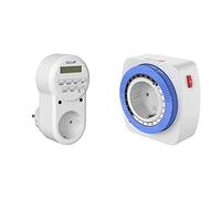 Garza 400602 Power Temporizador Digital, 8 Programas, 7 Dias + 400603 Temporizador Analógico Mini, Blanco Azul