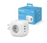 Garza - Adaptador Cubo Regleta 6 en 1 con 3 Enchufes Schuko, 2 USB-A y 1 USB-C PD20W, Carga Rápida QC3.0, Botón ON/Off, Diseño Compacto Antibloqueos