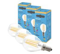 Garza - Bombilla Filamento LED Esférica P45, Regulable, CRI90, 6W (equivalente a 60W de incandescencia), Luz cálida 2700K, Casquillo fino E14, Ángulo 360º, 810 lm (Paquete de 3)