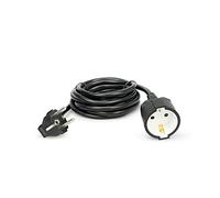 Garza - Cable alargador de corriente doméstico de 3 metros, negro, con toma de tierra hasta 16 Amperios (3680W)