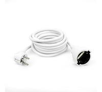 Garza - Cable alargador de corriente doméstico de 5 metros, blanco, con toma de tierra hasta 16 Amperios (3680W)