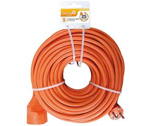 Garza - Cable alargador de corriente para jardín de 25 metros, naranja, con toma de tierra hasta 16 Amperios (3680W)