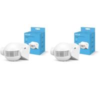 Garza - Detector de Movimiento por Infrarrojos orientable para Interior y Exterior, Protección IP44, Tiempo y luminosidad Regulables, Ángulo detección 180º, Blanco (Paquete de 2)