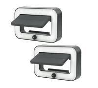 Garza Nariga Pack de 2 Apliques Solares LED de Exterior 500 lm 4000K, Sensor de Movimiento PIR, 3 Modos de Iluminación, IP54, Instalación sin Cables, Montaje en Pared