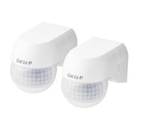 Garza -Pack 2 Mini Detector de movimimiento por Infrarrojos para Interior y Exterior, protección IP44, Tiempo y luminosidad Regulables, ángulo detección 180º, Blanco