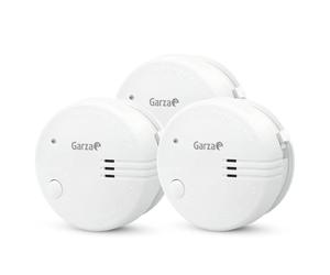 Garza - Pack de 3 Detectores de Humo Mini, Diseño Ultracompacto, Sensor Fotoeléctrico, Alarma 85dB, Batería 9V Incluida, Instalación sin Cables, Indicador LED y Botón Test