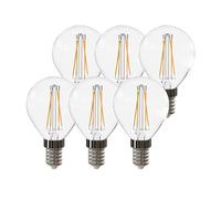 Garza - Pack de 6 Bombillas Filamento Esférica, Casquillo E14, Luz Cálida 2700K, 4W, 470 Lúmenes, No Regulable