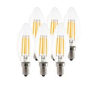 Garza - Pack de 6 Bombillas Filamento Vela, Casquillo E14, Luz Cálida 2700K, 4W, 470 Lúmenes, No Regulable