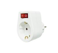 Garza Power - Adaptador con toma de Tierra y con Interruptor, formato Blíster, color Blanco