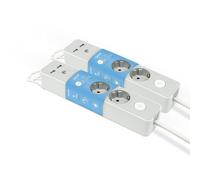 Garza Power - Pack de 2 regletas de 3 enchufes + 2 USBs | con Interruptor | Enchufe Plano | Ladrón múltiple 1.4 Metros | Protección Infantil | Color Gris | Gama Design